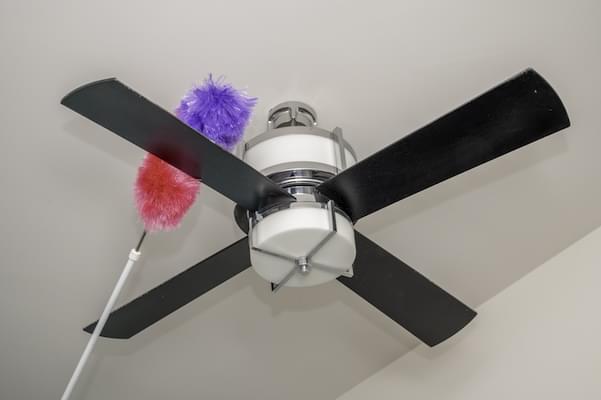 Cleaning a ceiling fan